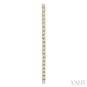 1 1/2 Ctw Single Line Drop Round Cut Diamond Tennis Earring in 14K Yellow Gold