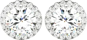 1-5 Carat Round Halo Diamond Earrings 14K Gold Value Collection Push Back