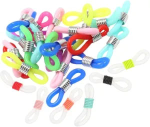 100Pcs Eyeglass Chain Ends Flexible Glasses Strap Connectors for Non Slip Eyewear Necklace Mixed Color Eyeglass Chain Accessories