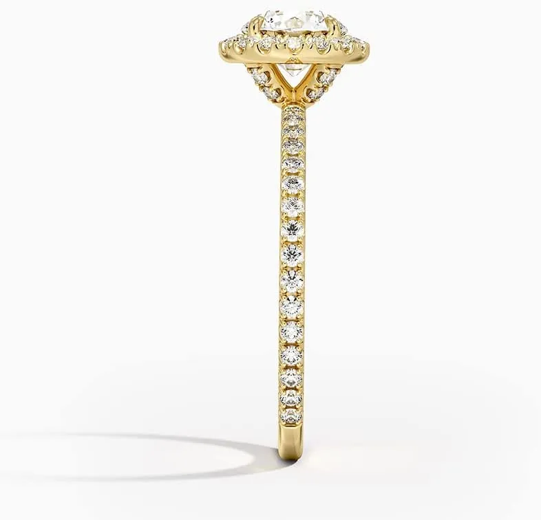 1.0Carat 6.0mm Cushion Moissanite Halo Lab Diamond Engagement Ring In 14k Gold For Women,D-VVS1