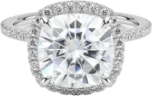 1.0Carat 6.0mm Cushion Moissanite Halo Lab Diamond Engagement Ring In 14k Gold For Women,D-VVS1