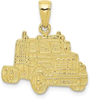 10K Yellow Gold Truck Cab Charm Necklace Pendant with 18" Length Chain