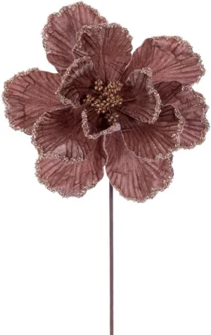 10" x 20" Mocha Velvet Bead Trim Magnolia Stem. It Includes Three Pieces per Bag.