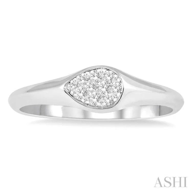 1/10 ctw Pear Shape Lovebright Diamond Ring in 14K White Gold