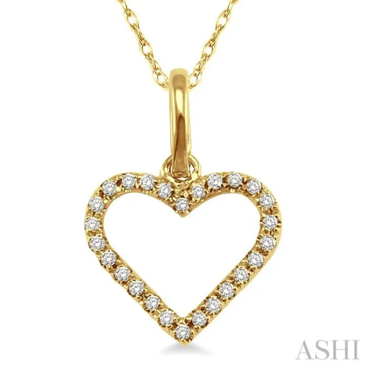 1/10 ctw Round Cut Diamond Heart Shape Pendant in 10K Yellow Gold with Chain