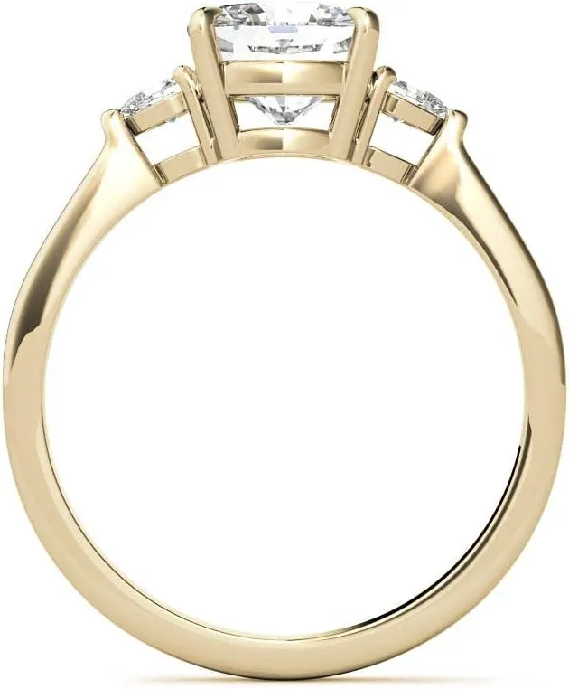 1.1Carat -6.0mm Cushion Moissanite and Pear 3-Stone Engagement Ring With Lab Grown diamond In14k Gold For Women,D-VVS1
