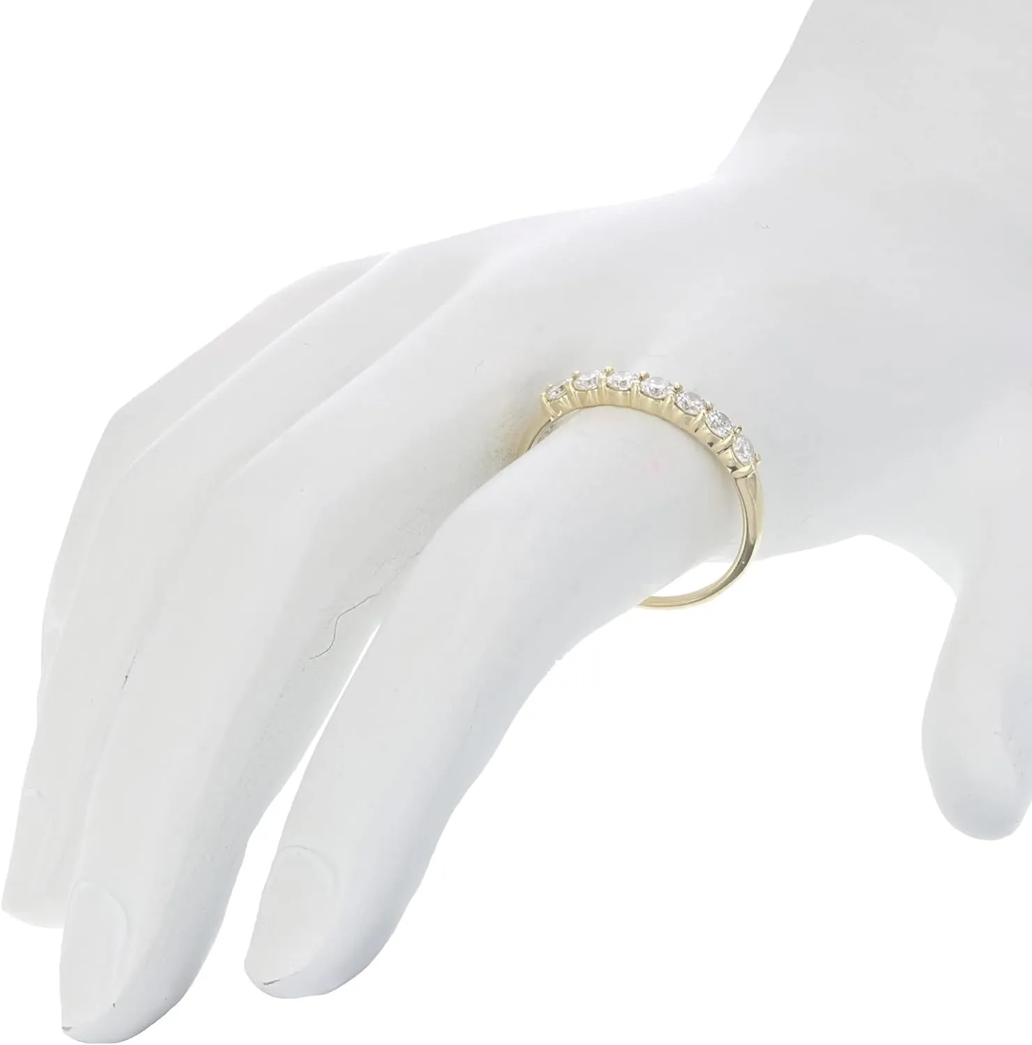 1/2 carat (ctw) Diamond Wedding Anniversary Band for Women, Round Diamond Engagement Ring 14K Yellow Gold Prong Set 0.50 cttw, Size 4-10