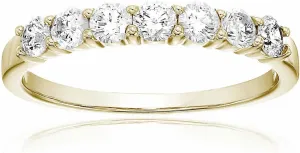 1/2 carat (ctw) Diamond Wedding Anniversary Band for Women, Round Diamond Engagement Ring 14K Yellow Gold Prong Set 0.50 cttw, Size 4-10
