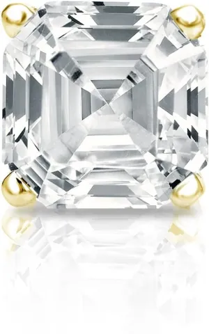 1/4 Carat Lab Grown Diamond Asscher Cut Single Stud Earring in 14k Gold (VS-SI, cttw) 4-Prong Basket Push Back by Diamond Wish