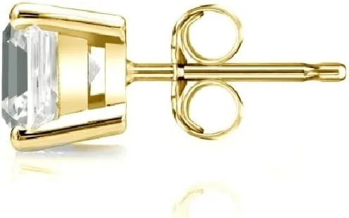 1/4 Carat Lab Grown Diamond Asscher Cut Single Stud Earring in 14k Gold (VS-SI, cttw) 4-Prong Basket Push Back by Diamond Wish