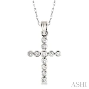 1/4 ctw Round Cut Diamond Cross Pendant in 14K White Gold with Chain
