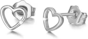 14K Solid Gold Heart Stud Earrings for Women, Natural Round Diamond Heart Studs Fine Love Jewelry for Mom, Wife, Girls, Teen 6mm (E-F, SI2)