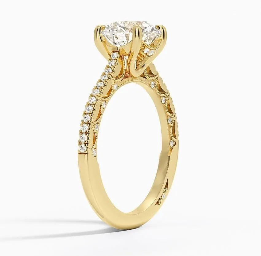 14K Solid Yellow Gold 1-5 CT Moissanite Wedding Bridal Ring Tacori Lunetta Diamond Handmade Engagement Rings For Womens/Her Propose/Promise Gifts