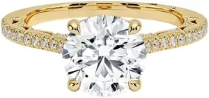 14K Solid Yellow Gold 1-5 CT Moissanite Wedding Bridal Ring Tacori Lunetta Diamond Handmade Engagement Rings For Womens/Her Propose/Promise Gifts