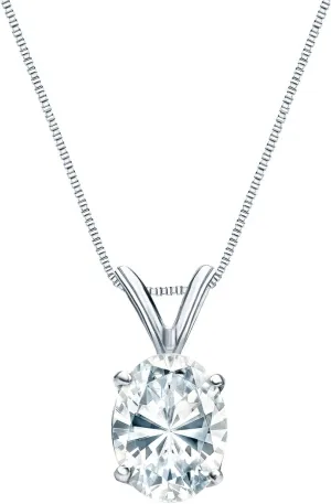 14k White Gold 4-Prong Basket Oval-Cut Diamond Solitaire Pendant (3/8 cttw, H-I, I1-I2)