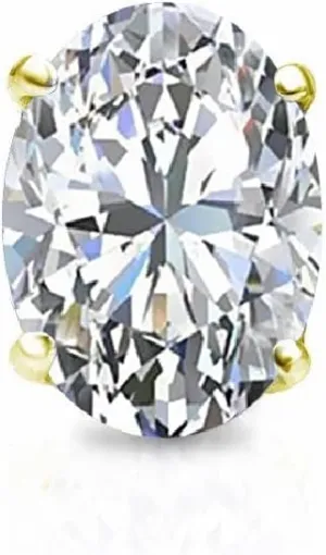 1/5 to 3/4 Carat Lab Grown Diamond Oval Shape Single Stud Earring in 14k White or Yellow Gold (E-F, VS-SI, cttw) 4-Prong Basket Push Back by Diamond Wish