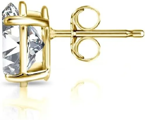 1/5 to 3/4 Carat Lab Grown Diamond Oval Shape Single Stud Earring in 14k White or Yellow Gold (E-F, VS-SI, cttw) 4-Prong Basket Push Back by Diamond Wish