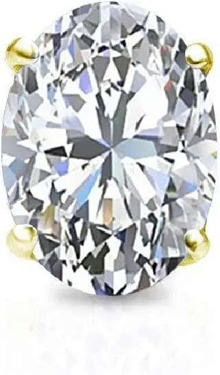 1/5 to 3/4 Carat Lab Grown Diamond Oval Shape Single Stud Earring in 14k White or Yellow Gold (E-F, VS-SI, cttw) 4-Prong Basket Push Back by Diamond Wish