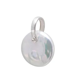 16-18 MM Freshwater Cultured Coin Pearl Charm Sterling Silver Horseshoe Pendant for Women