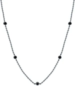 18K Gold Plated Five Stone Station Necklace for Women | 1/2 ctw Moissanite Diamond Bezel-Set Choker Yard Necklace 15" 3” Adjustable Chain (0.50 Ctw)