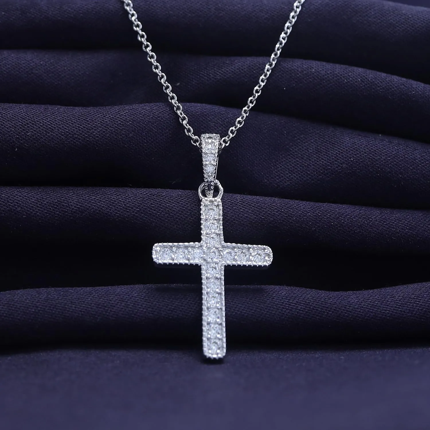 18K Gold Plated Moissanite Cross Necklace | 0.36 Ctw Moissanite Diamond Jesus Christian Religious Crucifix Pendant Necklace for Men Women | 16" 2” Adjustable Chain