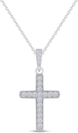 18K Gold Plated Moissanite Cross Necklace | 0.36 Ctw Moissanite Diamond Jesus Christian Religious Crucifix Pendant Necklace for Men Women | 16" 2” Adjustable Chain