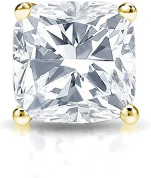 18k Yellow Gold 4-Prong Basket Cushion Cut Diamond SINGLE STUD Earring (3/8 cttw, G-H, VS2-SI1) SB