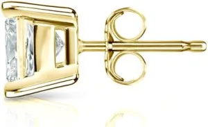18k Yellow Gold 4-Prong Basket Princess-Cut Diamond SINGLE STUD Earring (1/8 cttw, H-I, SI2-I1)