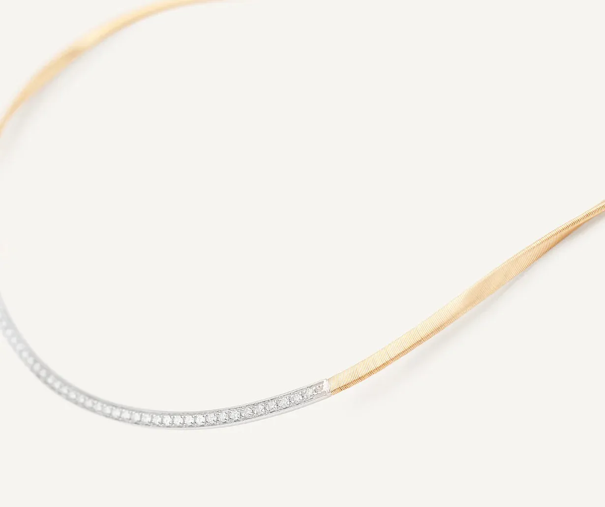 18K YELLOW GOLD COIL NECKLACE WITH DIAMOND BAR FROM THE MARRAKECH COLLECTION