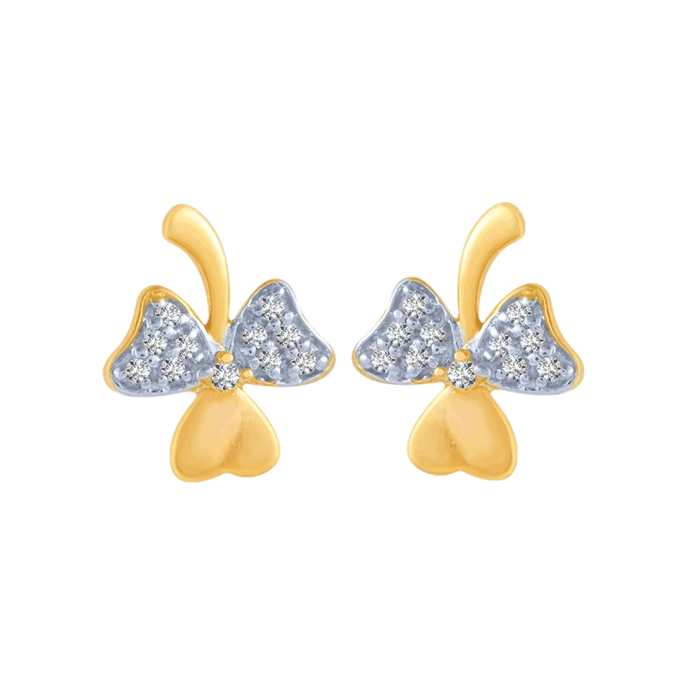 18KT (750) Yellow Gold And Diamond Stud Earrings For Women