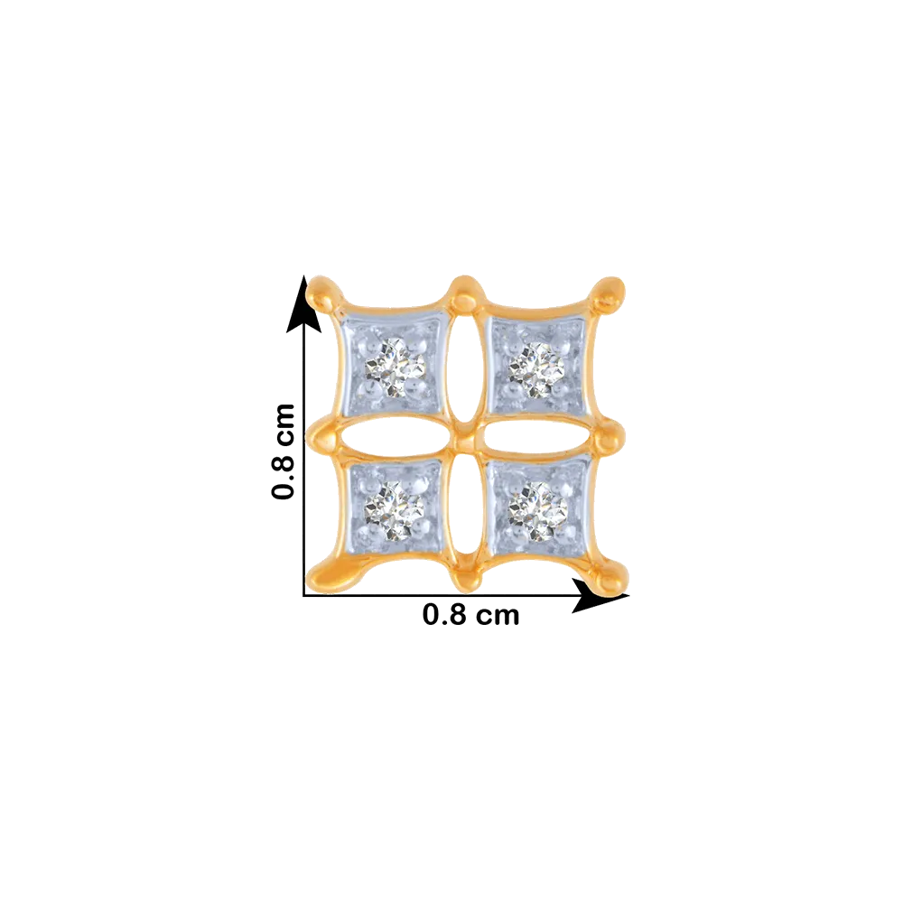 18KT (750) Yellow Gold And Diamond Stud Earrings For Women