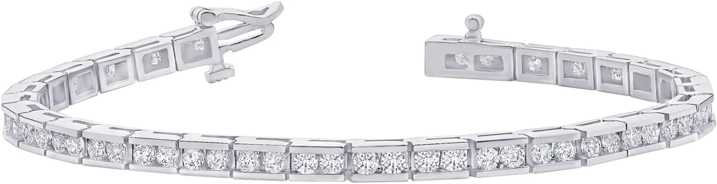 2-20 Carat (ctw) White Gold round Cut LAB GROWN Diamond Round Cut Timeless Roadway Diamond Tennis Bracelet (Color H-I Clarity VS1-VS2)