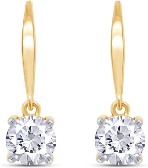 2-4CT Moissanite Dangle Earrings, D Color Ideal Cut Lab Created Moissanite Diamond 925 Sterling Silver 4 Prong Earrings for Women