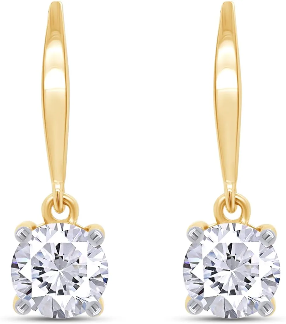 2-4CT Moissanite Dangle Earrings, D Color Ideal Cut Lab Created Moissanite Diamond 925 Sterling Silver 4 Prong Earrings for Women