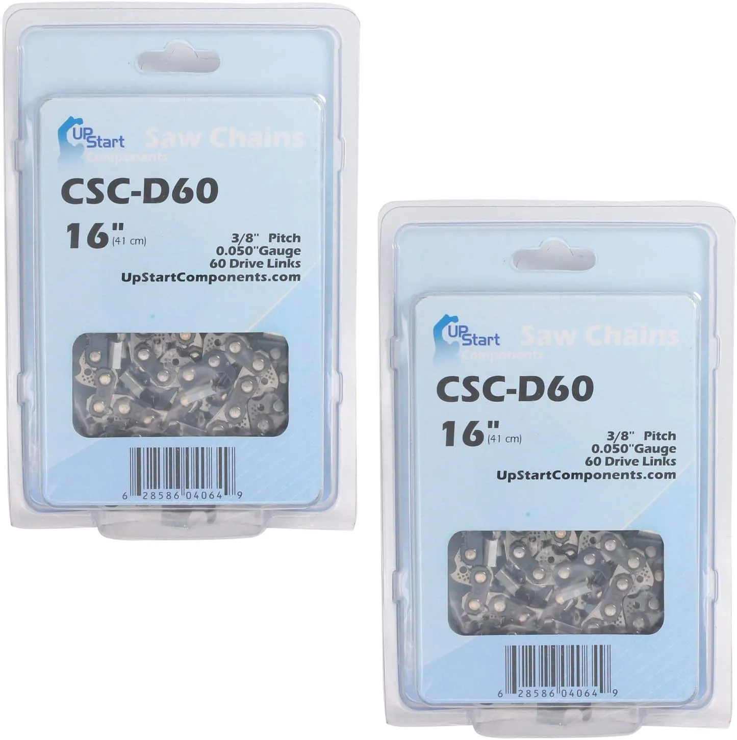 2-Pack 16-Inch Chainsaw Chain Replacement for Homelite Super XL - (16", 3/8", 050", 60 Drive Links)