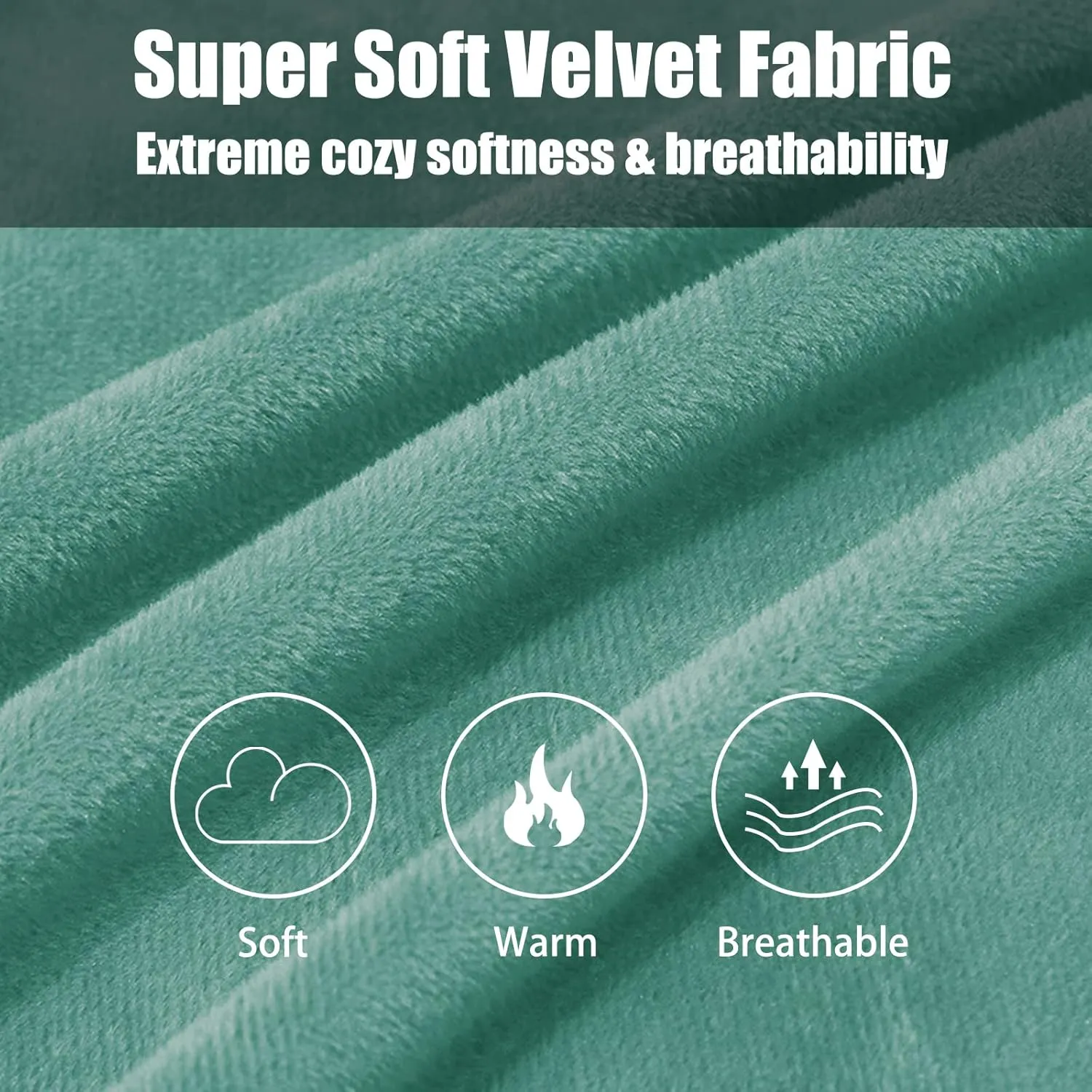 2 Pack Zippered Velvet King Pillowcases, Super Soft and Cozy Luxury Fuzzy Flannel Pillow Cases with Zipper, 20x36 Inches, Green