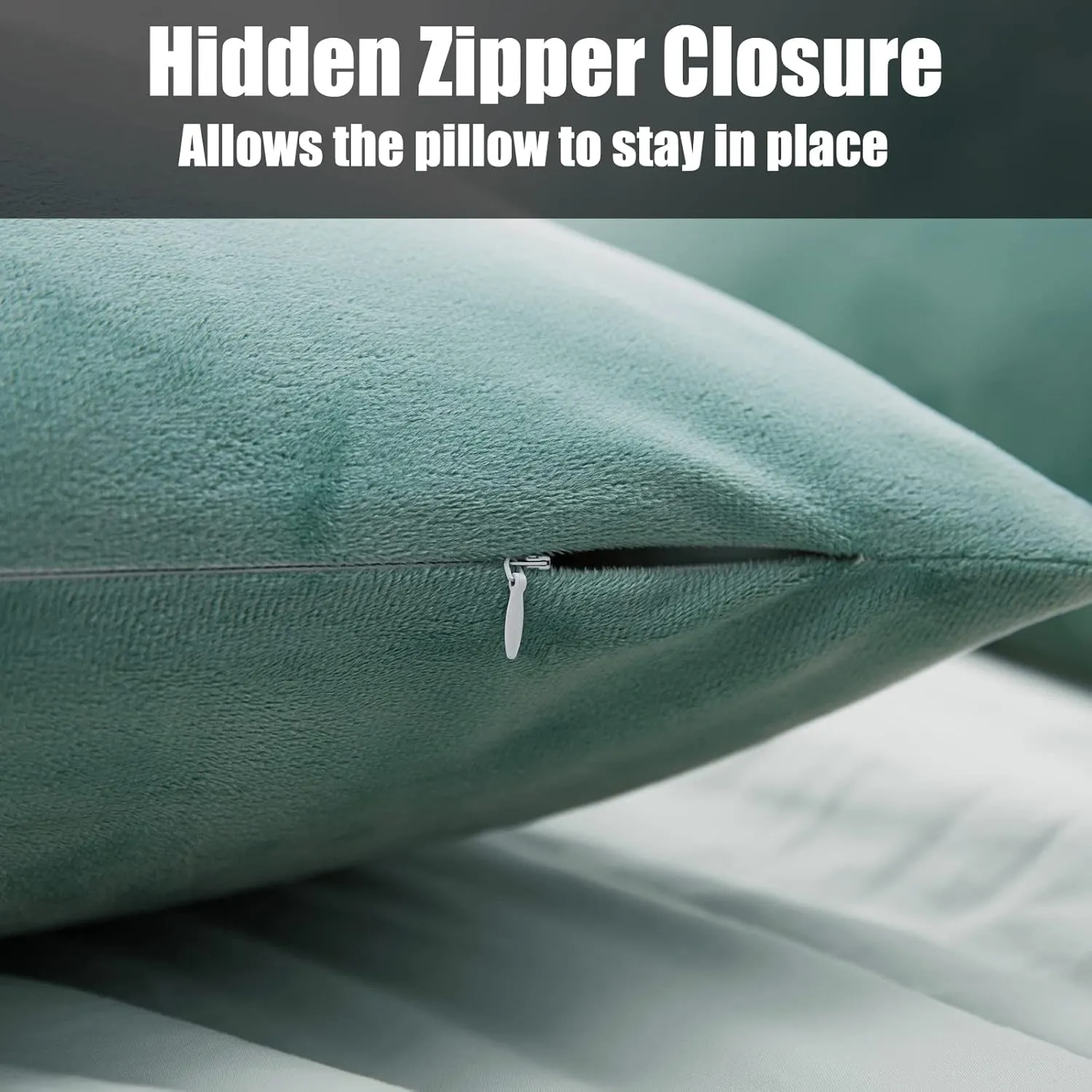 2 Pack Zippered Velvet King Pillowcases, Super Soft and Cozy Luxury Fuzzy Flannel Pillow Cases with Zipper, 20x36 Inches, Green