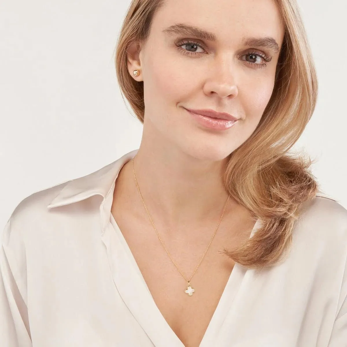 2 Side Four Leaf Clover Necklace for Women | Mother of Pearl Clover Pendant Necklace | Gold Plated Clover Necklace|14K Gold Plated Jewelry Gifts