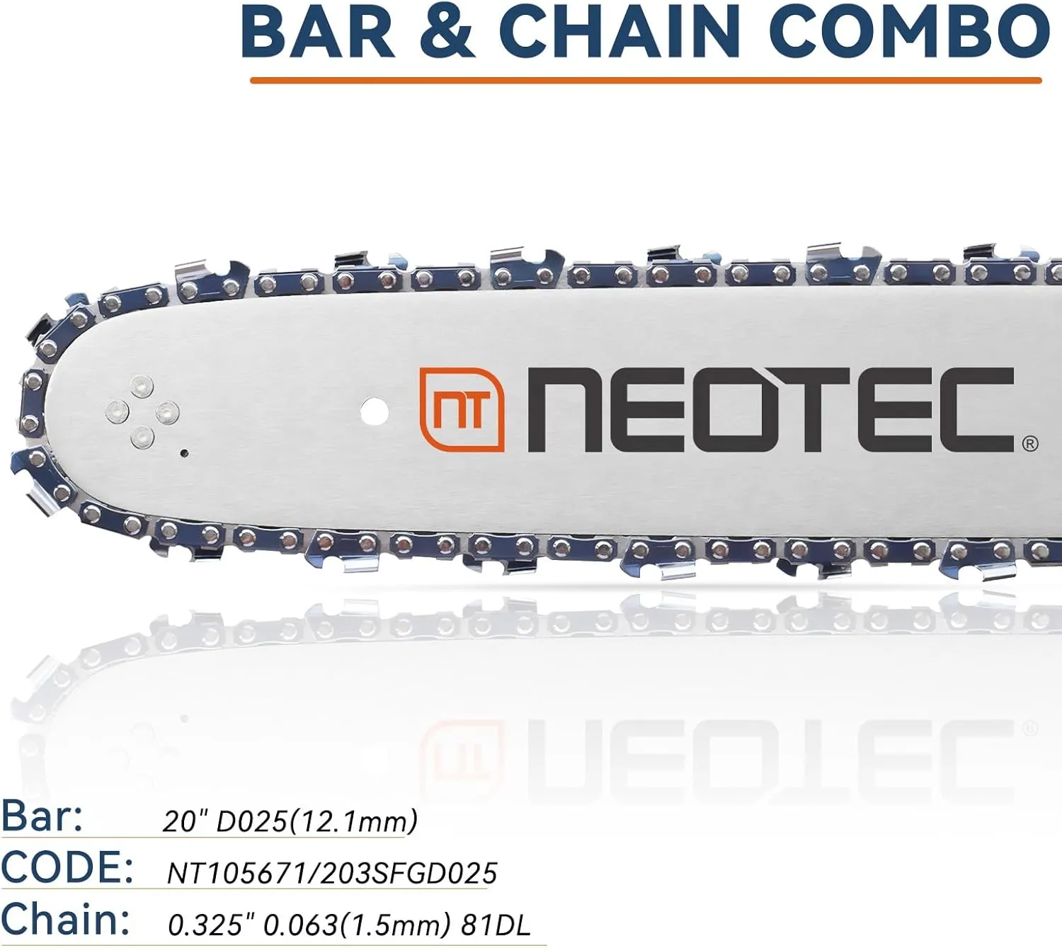 20 Inch Bar and Chain Combo - 325" Pitch .063" Gauge 81Drive Links Fits for Stihl 024 203SFGD025