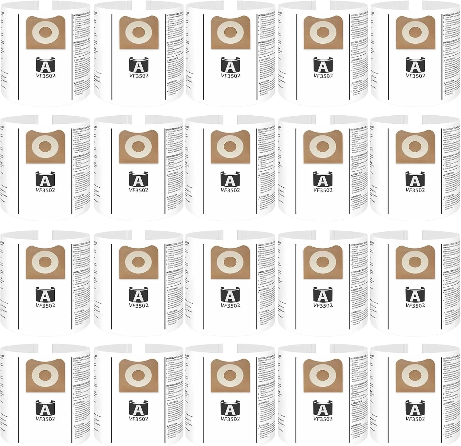 20 Pack Replacement 23743 VF3502 Vacuum Bags Compatible with Ridgid 12-16 Gallon Vacuum WD1950 WD1956 WD1850 WD1851 RV2400HF WD1450 WD1680 WD1270