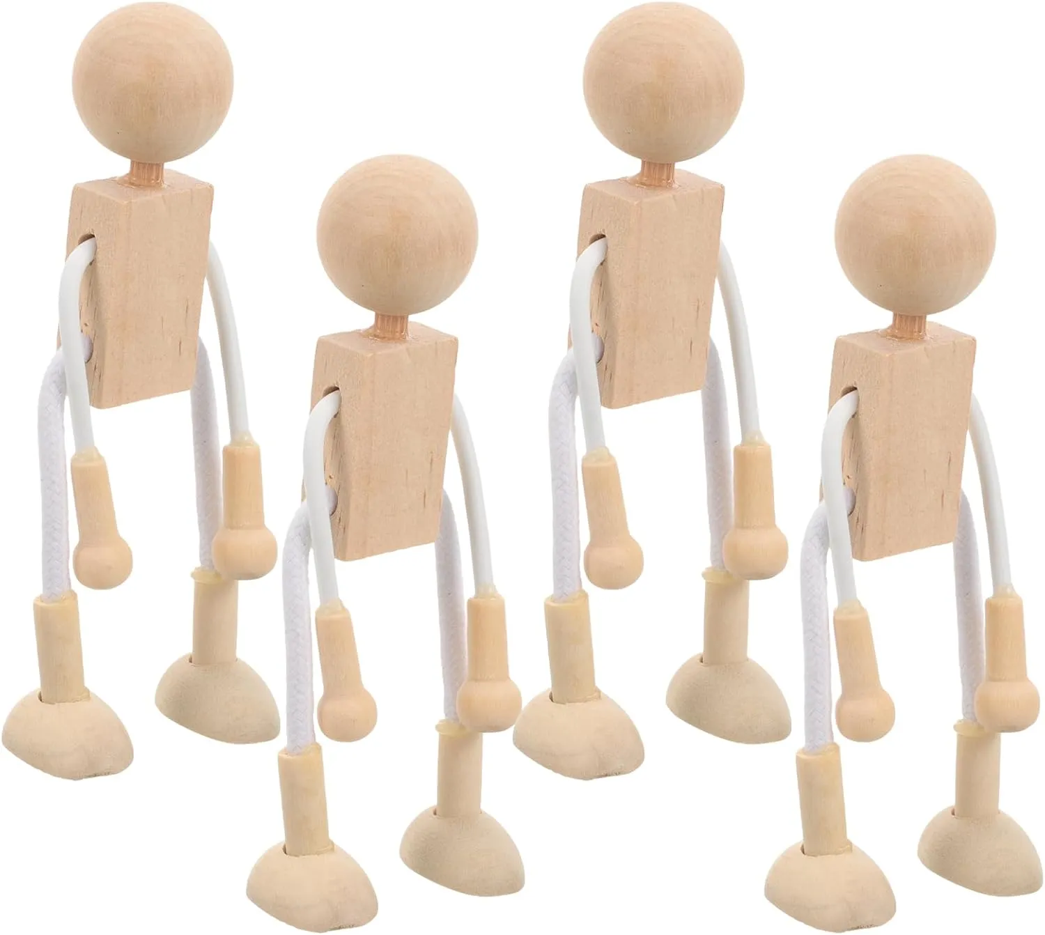 20 Pcs Educational Craft Toys Wooden Shapable Robot DIY Peg Doll Kids Painted Craft DIY Unfinished Dolls