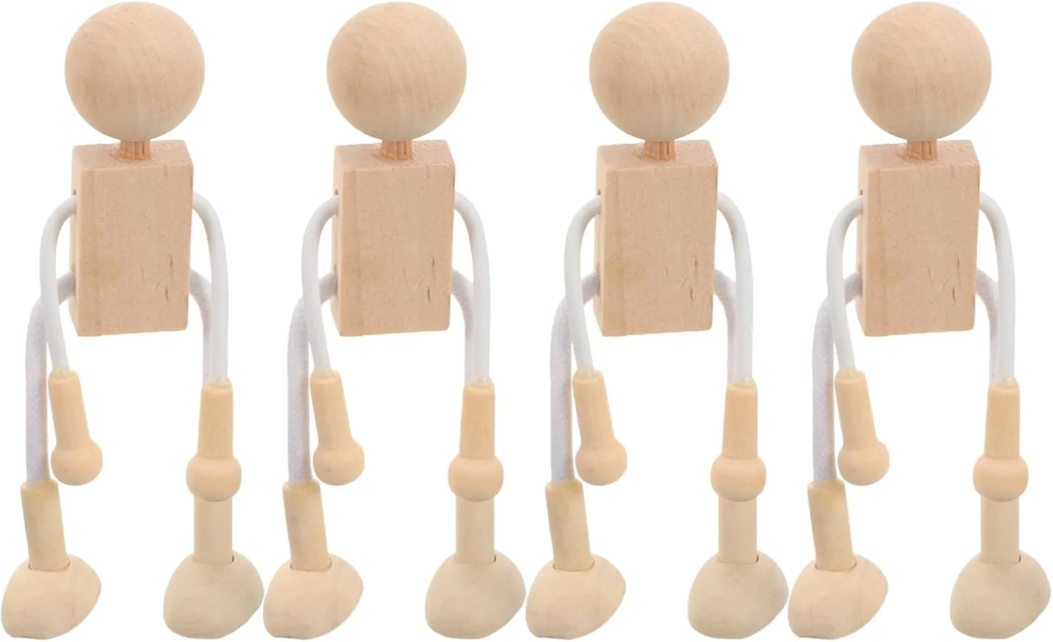 20 Pcs Educational Craft Toys Wooden Shapable Robot DIY Peg Doll Kids Painted Craft DIY Unfinished Dolls