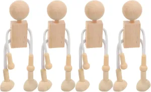 20 Pcs Educational Craft Toys Wooden Shapable Robot DIY Peg Doll Kids Painted Craft DIY Unfinished Dolls
