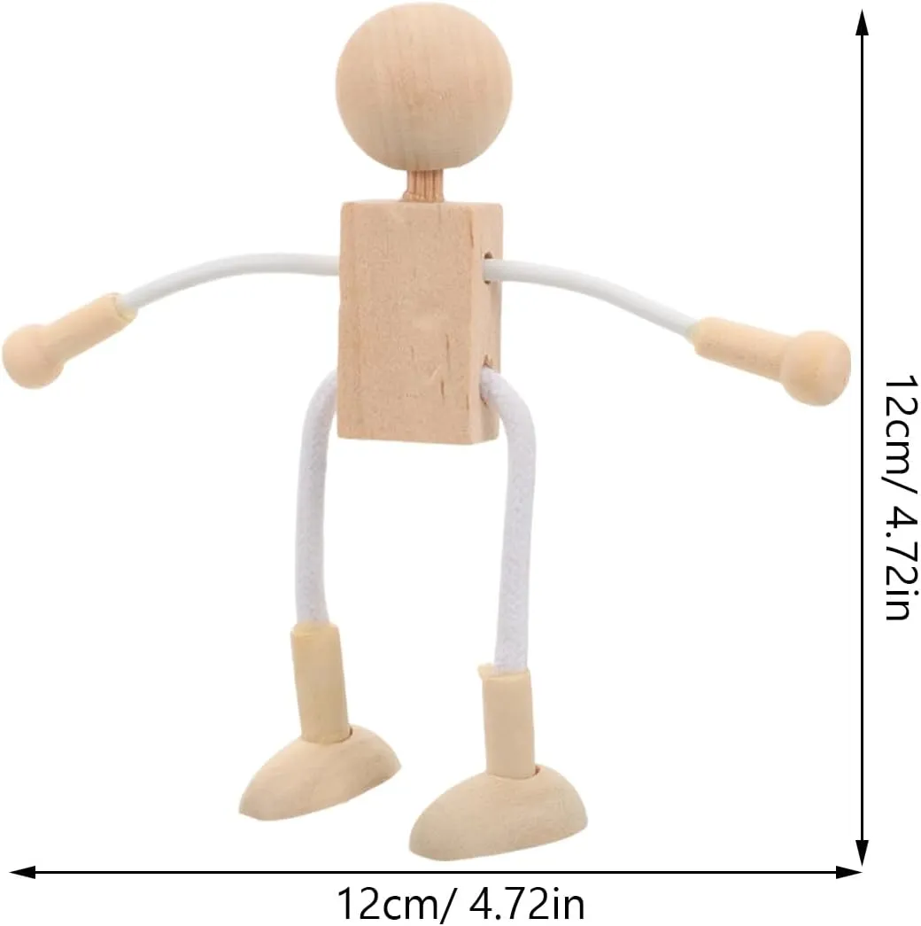 20 Pcs Educational Craft Toys Wooden Shapable Robot DIY Peg Doll Kids Painted Craft DIY Unfinished Dolls