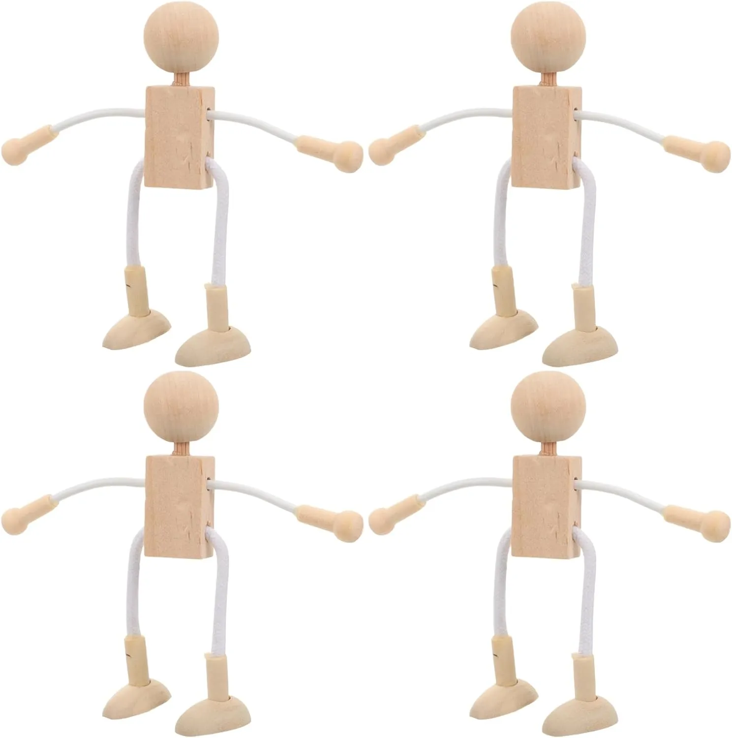 20 Pcs Educational Craft Toys Wooden Shapable Robot DIY Peg Doll Kids Painted Craft DIY Unfinished Dolls