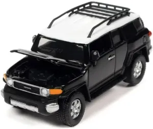 2007 FJ Cruiser Black Diamond with White Top and Roofrack Classic Gold Collection Series Limited Edition 1/64 Diecast Model Car by Johnny Lightning JLCG030-JLSP278B