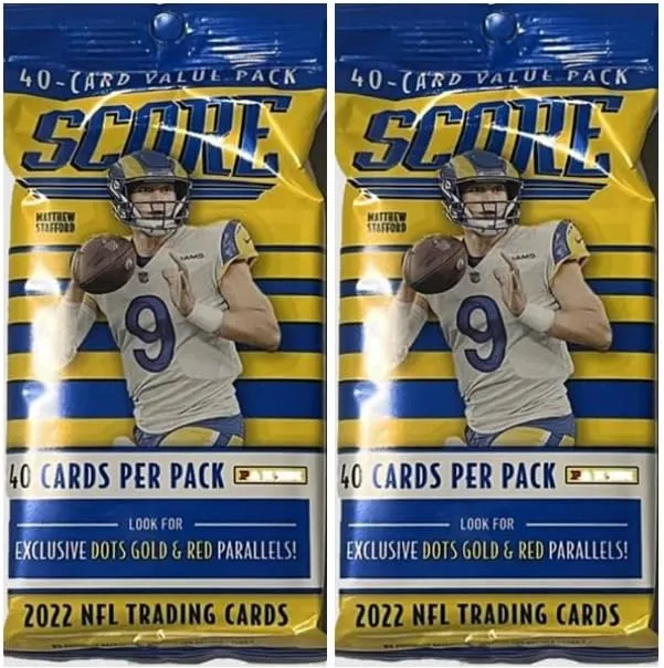 2022 Panini Score Football NFL Cello Fat Pack Set - 80 Trading Cards Total - 40 Cards Per Pack