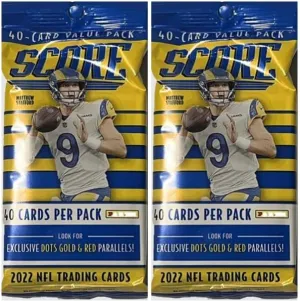 2022 Panini Score Football NFL Cello Fat Pack Set - 80 Trading Cards Total - 40 Cards Per Pack