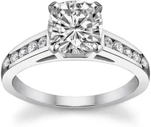 2.2Ct Cushion Moissanite Channel Engagement Ring With Lab Grown Diamond In14k Gold For Women,D-VVS1