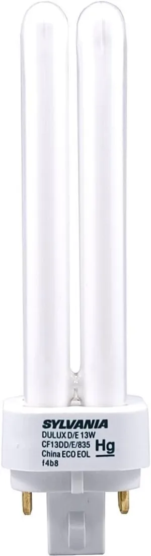 (25 Pack) Sylvania 20671 CF13DD/E/835/ECO 13-Watt 3500K 4-Pin Double Tube Compact Fluorescent Lamp